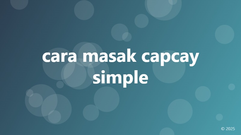 cara masak capcay simple