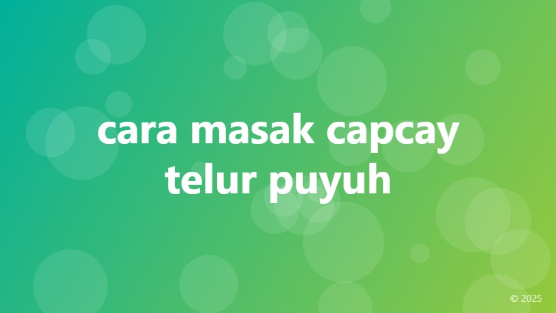 cara masak capcay telur puyuh